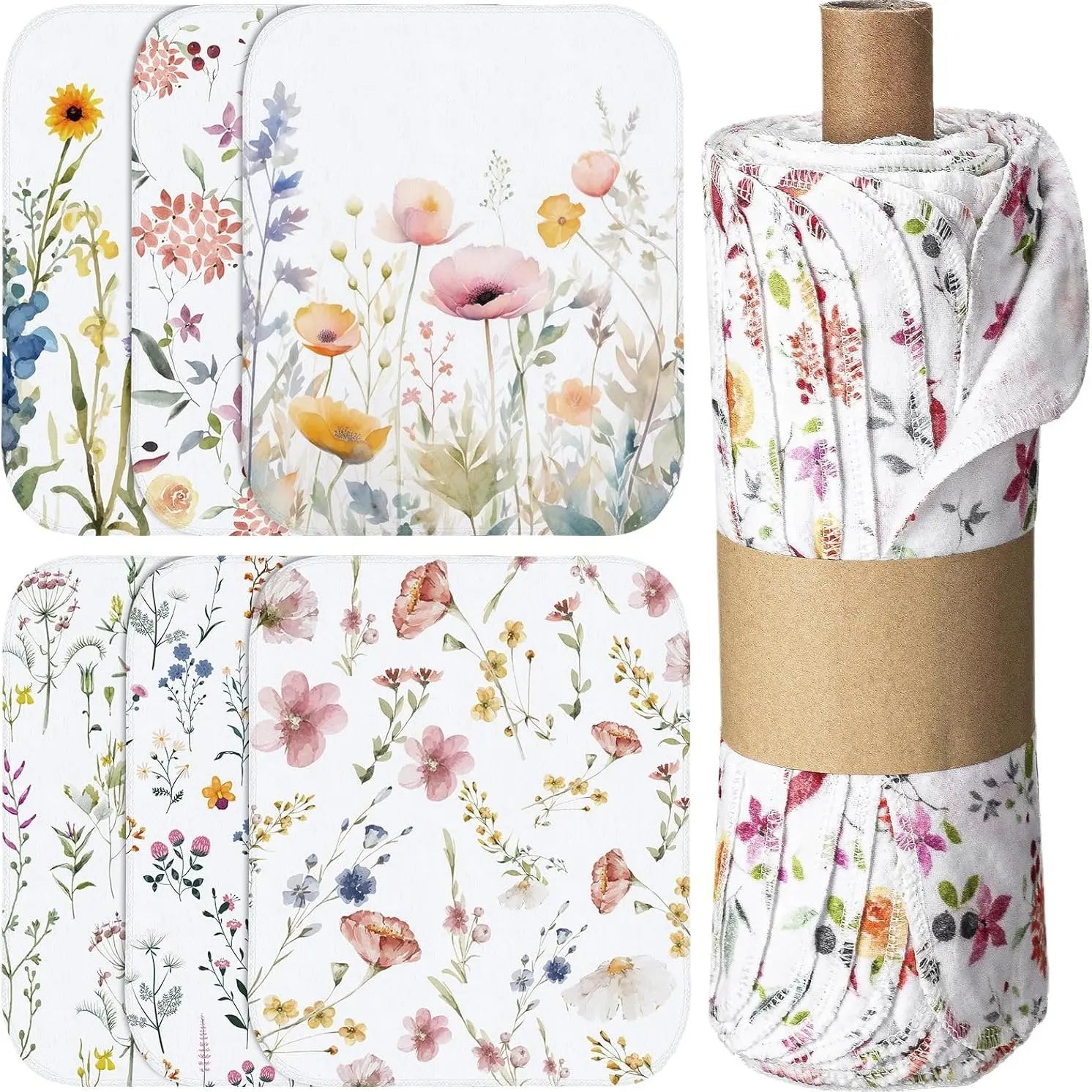 Easter Bunny Reusable Paper Towels 50/30/36Pcs Spring Home Paperless Kitchen Dish Cloths Rabbit Floral Easter Egg Unpaper Hand Towels Absorbent Cotton Sustainable Eco-Friendly Towels Vintage Floral Wipes for Kitchen Cleaning Housewarming Gift Household